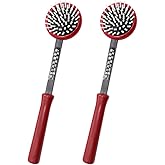 ARTIBETTER 2pcs Handheld Massage Hammer, Long Handle Massager for Neck, Shoulder, Back, and Whole Body, Flexible Tapping Head, Relieves Fatigue and Soreness, Dark Red, 13.58 Inch