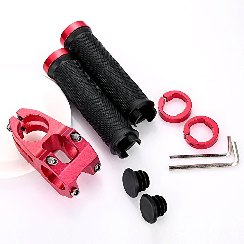PGMJ Aluminum Alloy 31.8 Stem 45mm Bike Stem Mountain Bike Stem Short BMX Parts Road Bike, Bicycle, BMX, MTB, Fixie Gear, Cycling Short Handlebar Stem and 1 Pair Bike Handle Bar Grips (Red) - Thumbnail 6