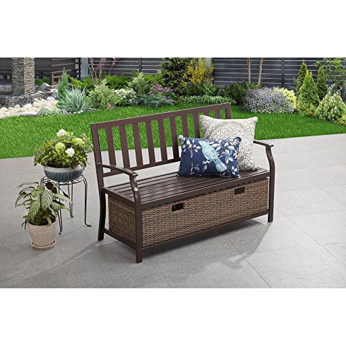 Better Homes and Gardens Camrose Farmhouse Bench with Wicker Storage