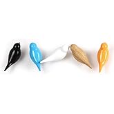 DesignSter Resin Bird Coat Hooks - Premium Creative Wall Mounted Birds Decorative Art Decor Hat Towel Bag Hanger Gift for Home,Living Room, Bedroom, Shop, Set of 5