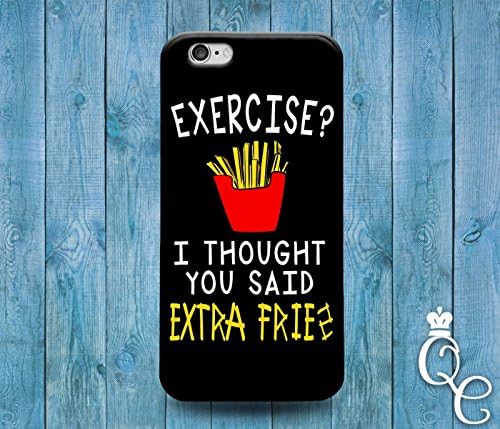 BoutiqueHouse iPhone 4 4s 5 5s 5c SE 6 6s plus + iPod Touch 4th 5th 6th Generation Cute Gym Quote Phone Cover Exercise Extra Fries Black White Funny Case(iPhone SE)