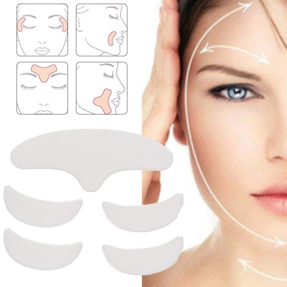 5pcs Anti Wrinkle Silicone Patch | Various Shapes Reusable Washable Forehead Eye Face Anti Aging Patch for Prevent and Eliminate Wrinkles Fine Lines Skin Lifting