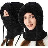 3 in 1 Beanie Hat with Scarf and Mask,Beanie Hat for Women,Winter Warm Knitted Ski Scarf&Mask Set,Face Cover&Neck Gaiter(1pc)