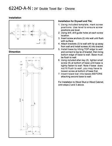 MODONA 24" Double Towel Bar - Satin Nickel - Viola Series - 5 Year Warrantee - Thumbnail 5