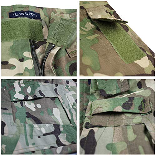 zuoxiangru Men's Multicam Tactical Pants Multi-Pockets Military Camo Outdoor Airsoft Combat Hunting Pants with Knee Pads (CP, US M=Tag 34)