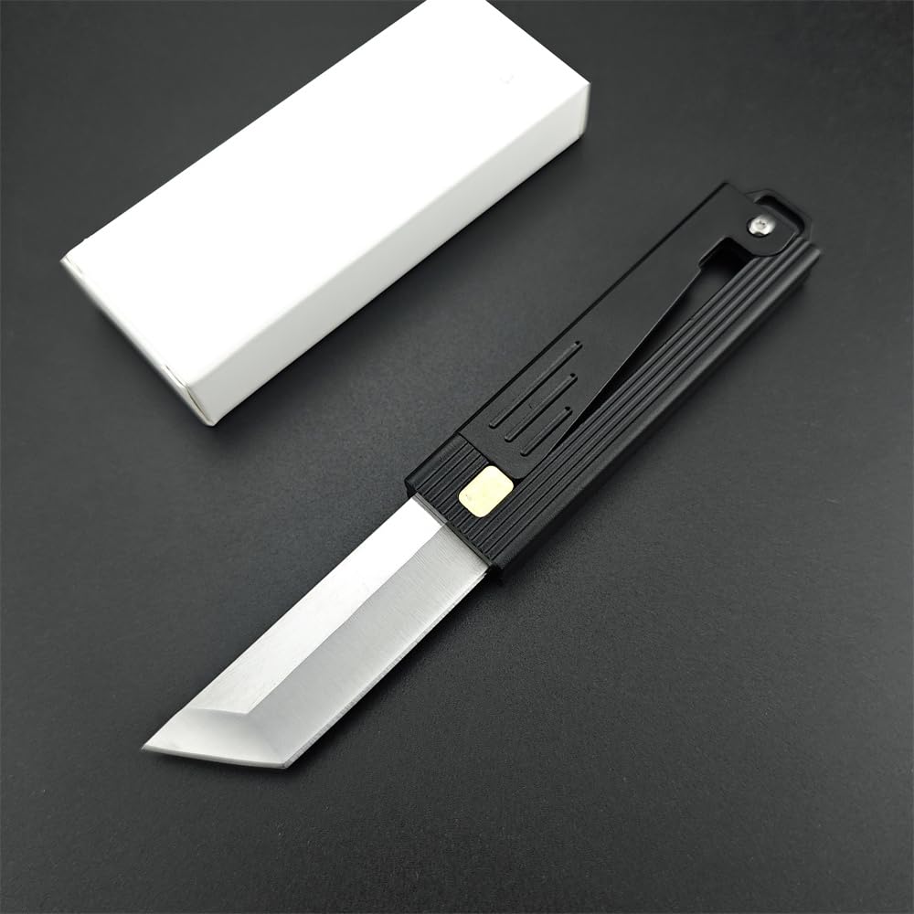 Photo 1 of 5.6 Inch Folding Pocket Knife For Men, Tanto Blade, Aluminum Handle, EDC Slim Small Tactical Locking Pocket Folding Knife, Everyday Carry (Black Tanto Blade)