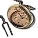 New Mens Stainless Steel Case White Dial Amber Front Antique Pocket Watch with Chain