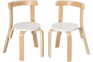 Swegrow Wooden Kids Chair, Toddler Chair for Table, Kids Stackable Chairs, Kid Wooden Furniture for Family/Playroom/Classroom（Set of 2-White）