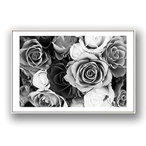Framed Canvas Wall Art for Living Room, Bedroom Grey Rose Flowers Canvas Prints for Modern Home Decoration Ready to Hang - 16"x24" inches