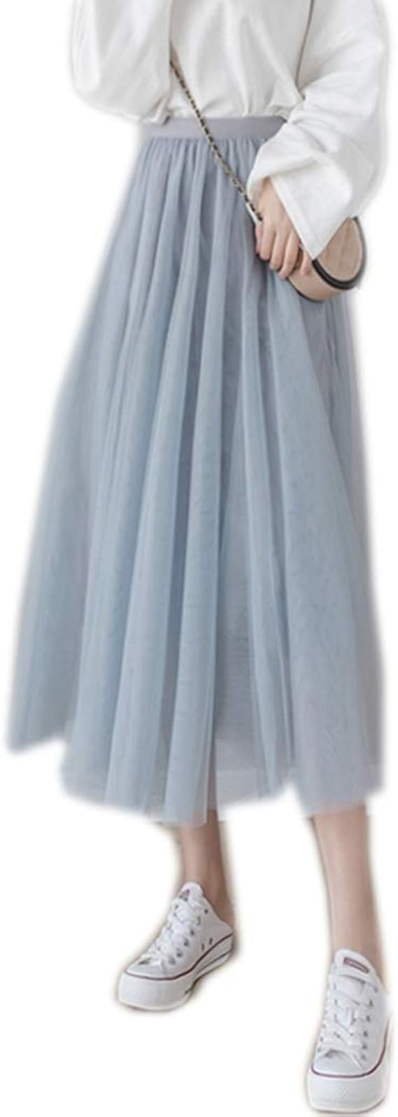 Amazon ロングスカート チュールスカート 春夏 Aライン きらきら ふんわり スカート レディース チュール カジュアル ボリューム ウエスト ゴム ふんわり 抜け感 可愛い オシャレ 通勤 通学 旅行 裏地付き 体型カバー フレアスカート スカート 通販