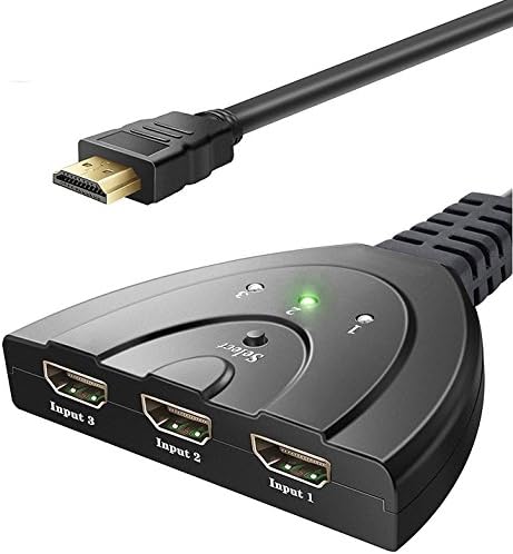 Hdmi Switch Splitter 3 In 1 out with High Speed Pigtail Cable Supports 1080P&amp;3D, HD Audio (3 Port)