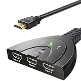Hdmi Switch Splitter 3 In 1 out with High Speed Pigtail Cable Supports 1080P&3D, HD Audio (3 Port)