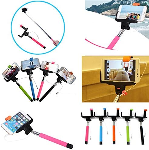 3.5mm Selfie Stick Telescopic Monopod With Shutter Button For iPhone Samsung Cellphone (Random: Color)