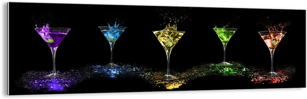 Art Glass Print 160x50cm Glass Picture Cocktail drink alcohol glass Large XXL Home Decor Living Room Bedroom Kitchen Panoramic Wall Art Decoration Photo Gallery Printed Modern Artwork GAB160x50-0442