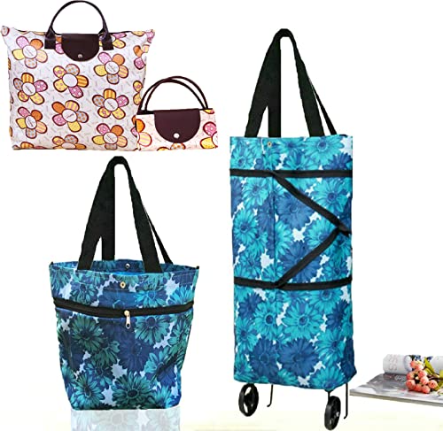 Foldable Shopping Bag with Wheels Collapsible