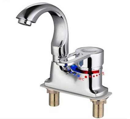 Copper Double Hole Basin Faucet Rotating Hot And Cold Water Faucet
