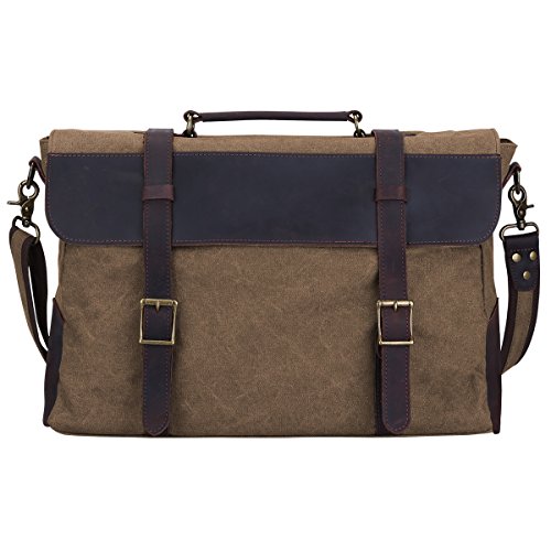S zone vintage canvas leather messenger traveling brief…