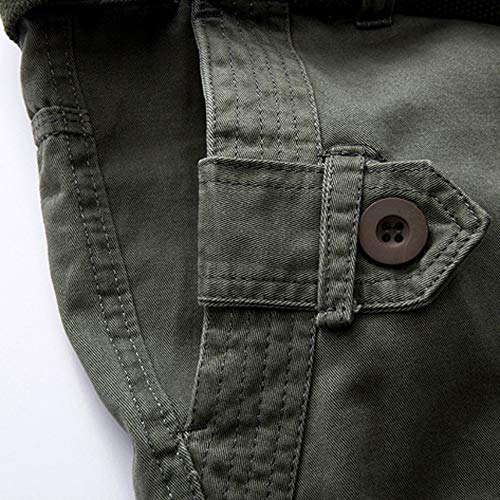 iYYVV Mens Fashion Casual Cotton Multi-Pocket Outdoors Work Trouser Cargo Long Pants