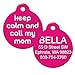 GoTags Funny Dog and Cat Tags Personalized with 4 Lines of Custom Engraved Text, Dog and Cat Collar ID Tags Come with Glow in The Dark Silencer to Protect Tag and Engraving, (Keep Calm Call My Mom)