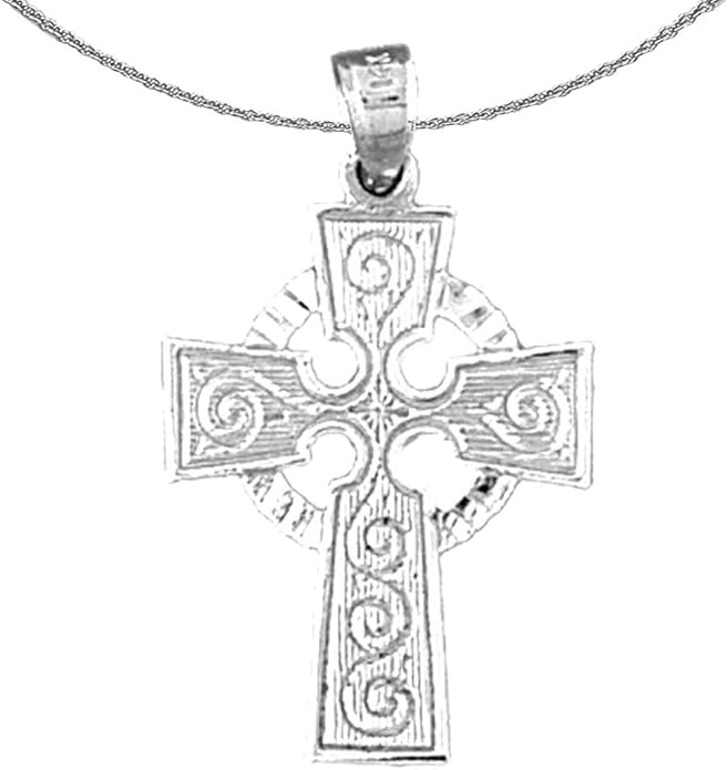 Silver Celtic Cross Pendant with Chain 29mm Jewels Obsession