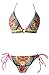 VonFon Flower Printing Push Up Top & Triangle Bottom Women Swimwear Bikini Pink Medium
