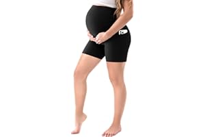 Walifrey Women's Maternity Shorts with Pockets Over The Belly,Pregnancy Yoga Pants Activewear Workout Shorts