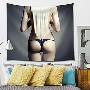 Sexy Blonde Lingerie Model with Black Thong - Fabric Tapestry, Home Decor - 51x60 inches