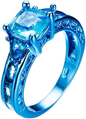 JunXin jeweley 2017 Blue Gold CHRISTMAS Ring,Blue Sapphire Womens Party Chic Rings Size9