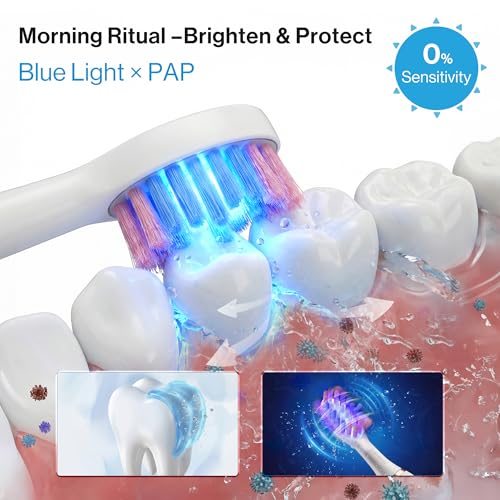 DermRays Lumenic Toothbrush, The Dual-Light & 3D-Oscillo System Electric Toothbrush, USB Rechargeable Sonic Toothbrush (Gold)