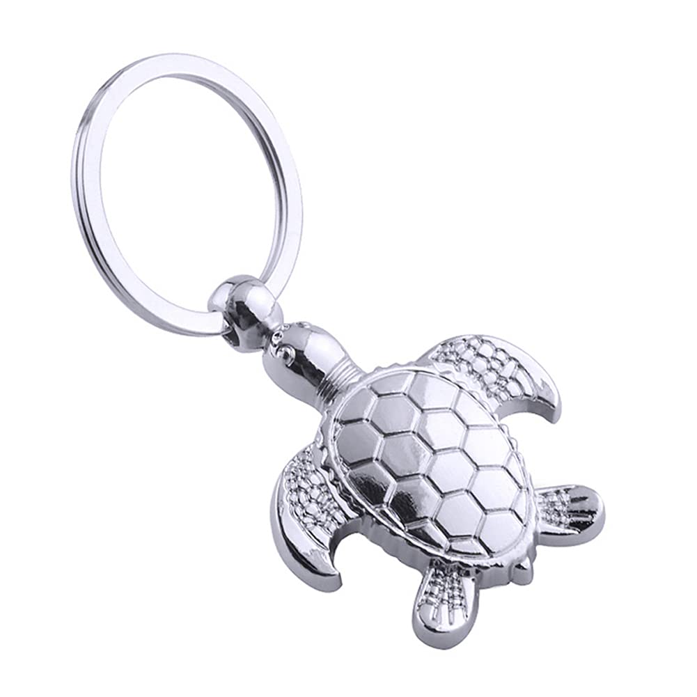 ARFUKA Keyring Fashion Tortoise Keychain Key Chain Animal Pendant Key Holder Simulation Sea Turtle Key Ring, Christmas/Birthday Gift for Men and Women Silver