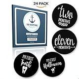 Baby Month Stickers 24 Pack- Memorable Milestones stickers by The Hamptons Baby, baby belly stickers up to one year (Month by Month)! Baby Shower & Registry Gift, Perfect for Boys & Girls