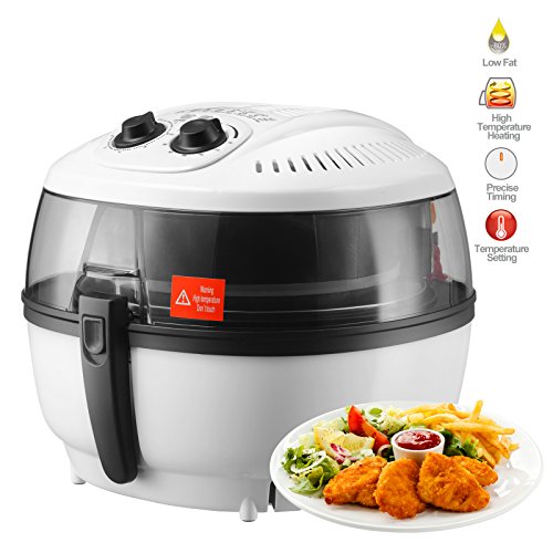 Click Here to See More Images SUNCOO Electric Hot Air Fryer Oil-less Automatic Roaster Griller with Timer Temperature Control 6Quarts, 1200-1400W, White