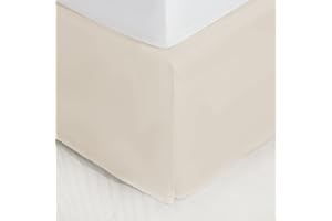 SONIVE Premium Bed Skirt Solid with Pleated Dust Ruffle 15-Inch Drop Easy to Put in Shrink Free and Fade Resistant (Beige, Full)