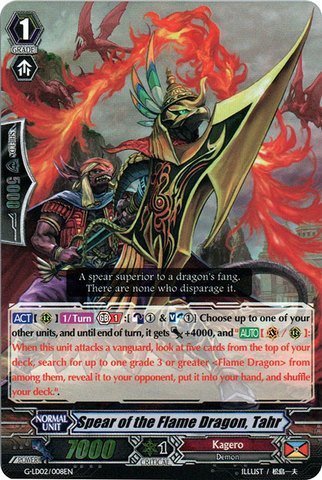 Cardfight!! Vanguard TCG - Spear of the Flame Dragon, Tahr (G-LD02/008EN) - G Legend Deck 2: The Overlord blaze 