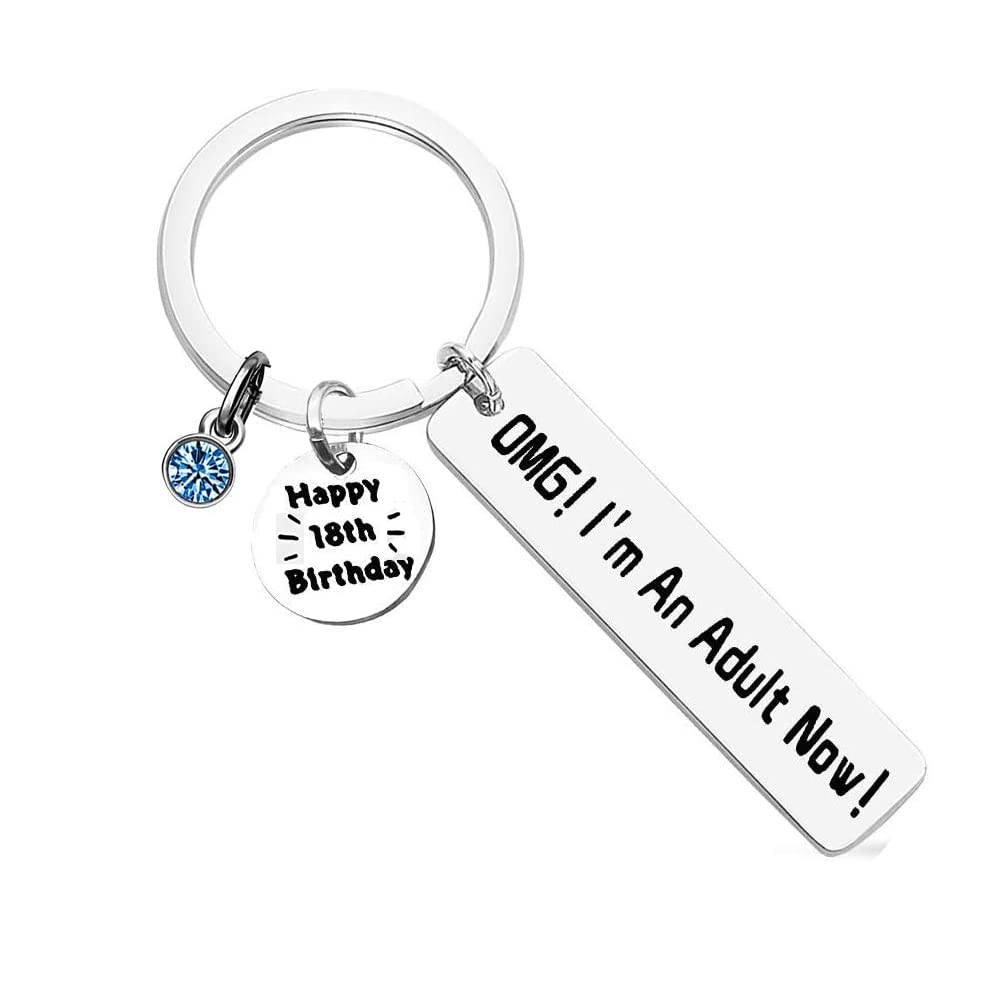 Weforu 18th Birthday Keyring, I'm an Adult Now Keychain 18th Happy Birthday Keyring Keychain