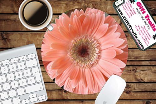 Peach Flower Circle Mouse Pad - Mousepad - CoWorker Teacher Gift - Floral Print - Watercolor Flowers