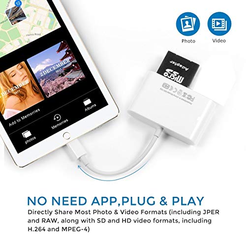 SD Card Reader, SD Card Reader for Phone, Trail Game Camera Viewer for Hunting, USB Camera Adapter, Digital Camera Reader Converter for Phone/Pad (White) - Thumbnail 2