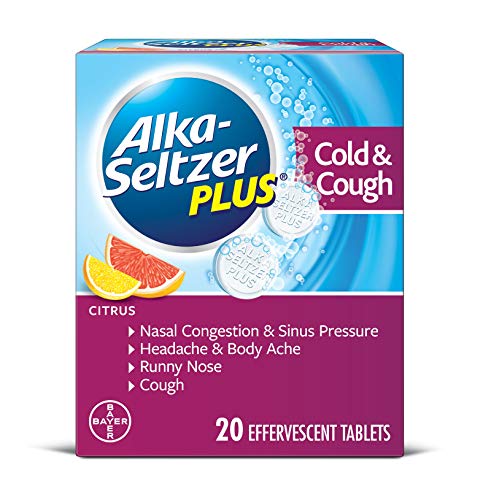 Alka-Seltzer Plus Cold & Cough Medicine, Citrus Effervescent Tablets with Pain Reliever/Fever Reducer, Citrus, 20 Count (Best Cold And Flu Tablets)