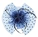 Fascinator on Hairclip for Women Mesh Feather C-Navy Blue