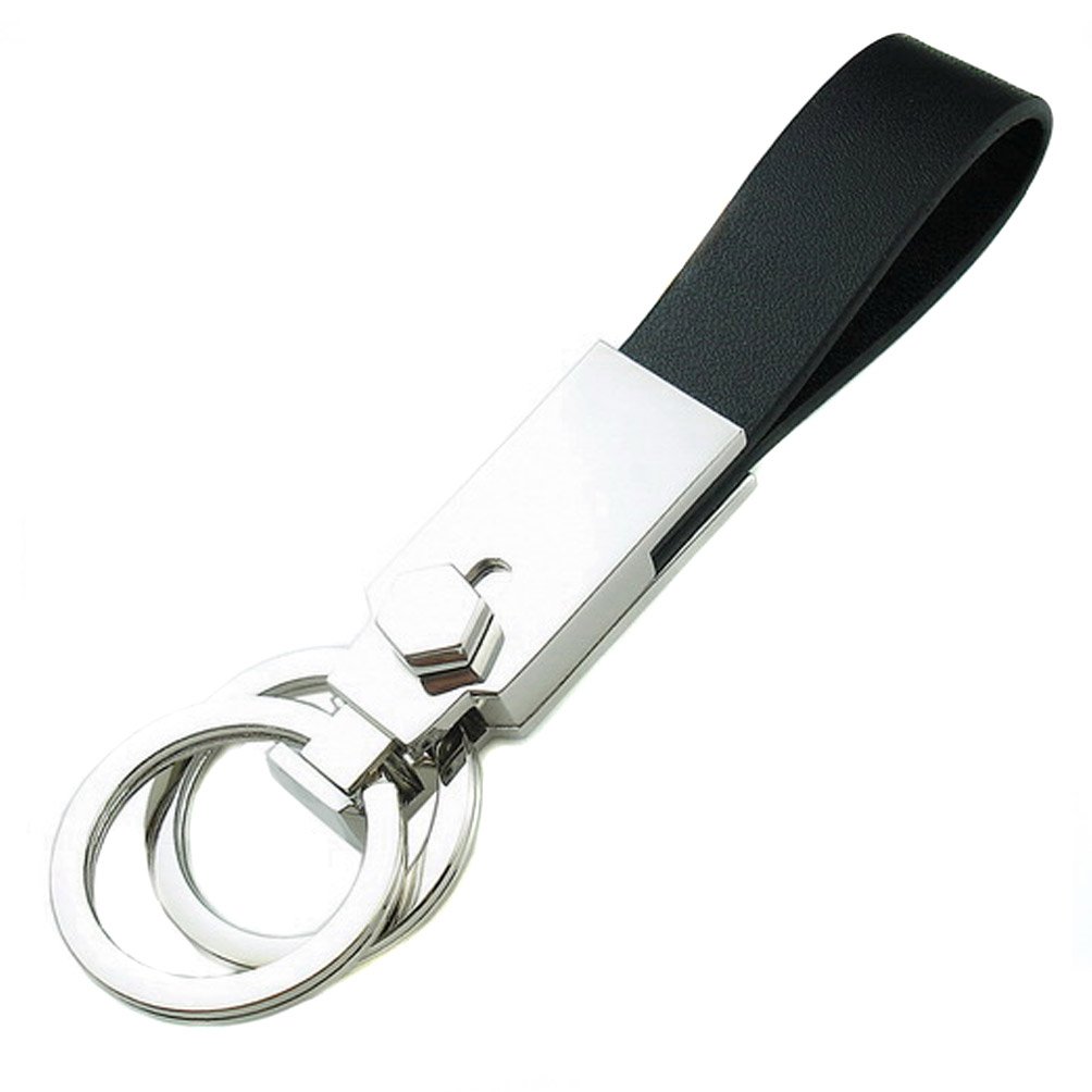 Leather Zinc Alloy Waist Hanging Detachable Dualkey rings Overlap Key