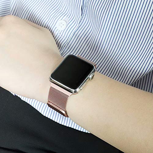 HILIMNY Compatible for Applr Watch Band 42mm 44mm, Stainless Steel Mesh Sport Wristband Loop with Adjustable Magnet Clasp for iWstch Series 1/2 / 3/4 - Thumbnail 2