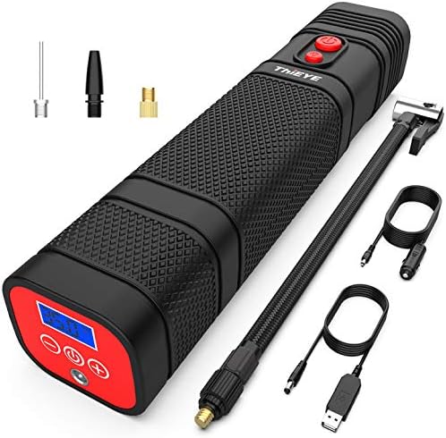 令和3年モデル Thieye エアコンプレッサー 電動 エアーコンプレッサー 小型 空気入れ 自動停止 12v 充電式 Sale コードレス タイヤ交換 空気圧検知 バイク 自動車 浮輪適用 携帯 一年保証付き シガーソケット接続可 ボール 自転車 エアーポンプ