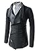 (GD93) Slim Stylish Unbalanced Metallic Leather Point Knitted Cardigan Sweaters Charcoal US M(Tag Size L)