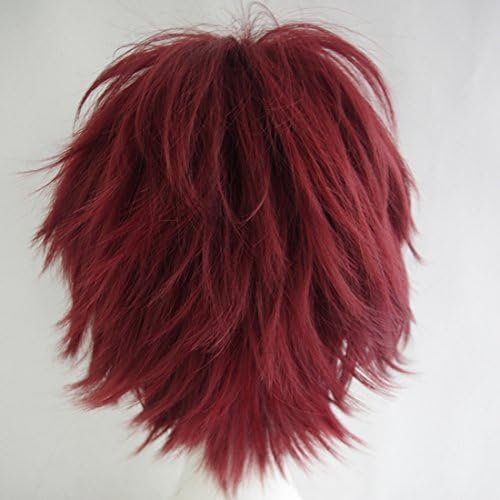 Alacos Unisex Cosplay Short Straight Hair Wig Women Men Rock Cartoon Anime Con Party Dress Wigs Dark Red Wig Free Wig Cap Color Dark Red Tamano One Size Guatemala Digital