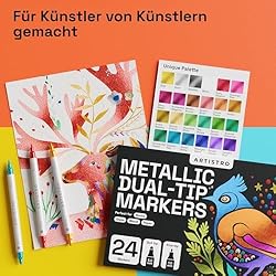 ARTISTRO 24 Metallic Dual-Tip Acrylic Paint Markers