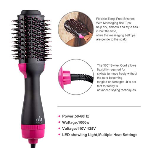 Hair Dryer Brush,4 IN 1 Hot Air Brush Hair Dryer & Volumizer with Negative Ionic for Drying Styling Straightening and Curling Suitable for All Hair Types