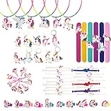 BeYumi 60 Pcs Unicorn Party Favors, Rainbow Unicorn Necklace, Bracelets, Rings, Keychains, Hairpin, Toys Prizes Gifts for Kids, Birthday Party Supplies, Toys Decoration Novelty Gift for All Ages