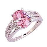 Psiroy Women's 925 Sterling Silver 3ct Pink Topaz Filled Ring
