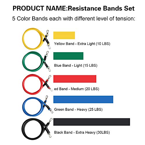 MEYUEWAL Resistance Bands Set 14pcs,Workout Bands Set with 4X Foam Handles, 8-Shaped Stretched Band, Ankle Straps,Door Anchor,Carry Bag, (14pcs)