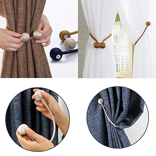 Comidox Ball Magnetic Curtain Buckle Tiebacks Strong Magnetic Tie Band Home Office Decorative Drapes Holders Tieback Clips European Style Window Accessories Gray 1Pair - Thumbnail 3